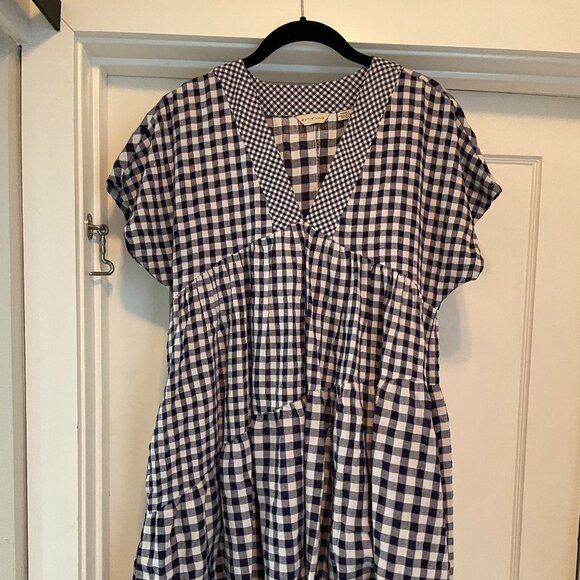 Anthropologie Asymmetrical Gingham Shift Dress - Picture 1 of 2